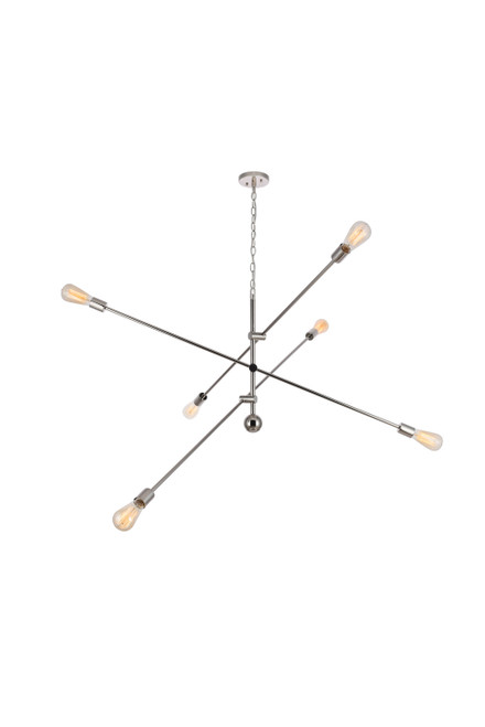 Elegant Lighting - LD8013D55PN - Six Light Pendant - Axel - Polished Nickel
