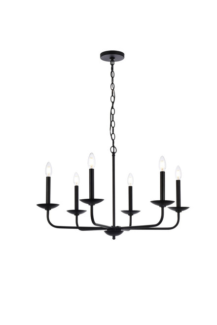 Elegant Lighting - LD812D30BK - Six Light Pendant - Cohen - black