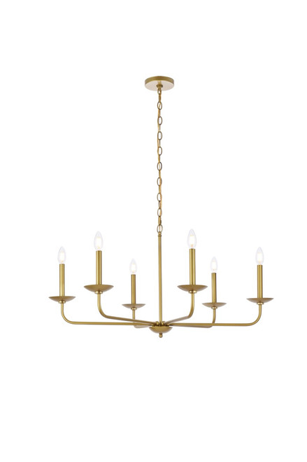 Elegant Lighting - LD812D36BR - Six Light Pendant - Cohen - brass