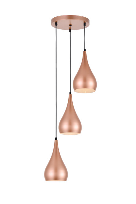 Elegant Lighting - LDPD2000HG - Three Light Pendant - Nora - Honey Gold