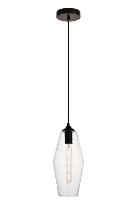 Elegant Lighting - LDPD2119 - One Light Pendant - Placido - Black and Clear