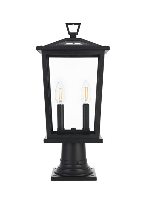 Elegant Lighting - OD333P20BK - Two Light Outdoor Post Mount - Berks - Black