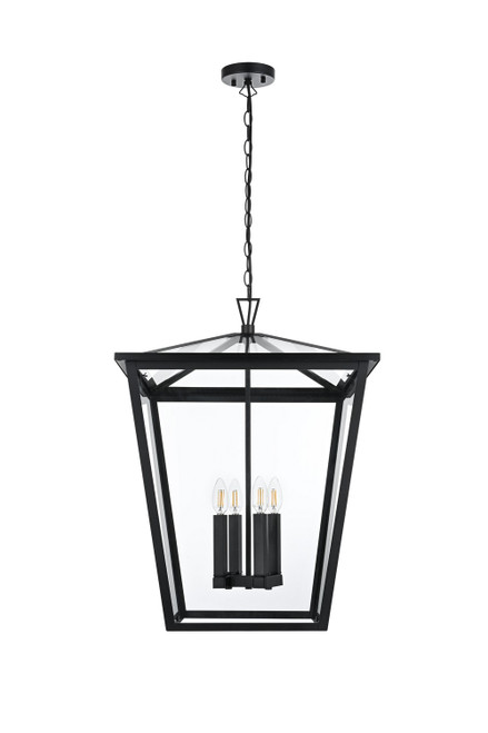 Elegant Lighting - OD334H27BK - Four Light Outdoor Pendant - Oxford - Black