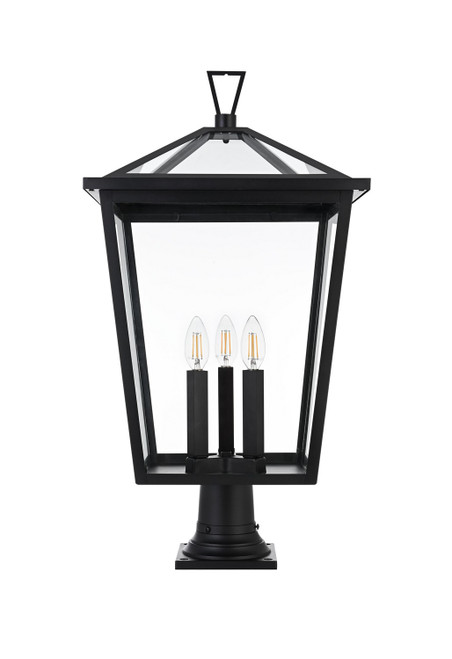 Elegant Lighting - OD334P28BK - Three Light Outdoor Post Mount - Oxford - Black