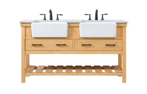 Elegant Lighting - VF60160DNW - Double Bathroom Vanity - Clement - natural wood