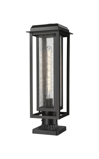 Innovations - 9951-1PLT-BK-20-CG-BK-SDY - One Light Outdoor Post Lantern - Mansfield - Matte Black