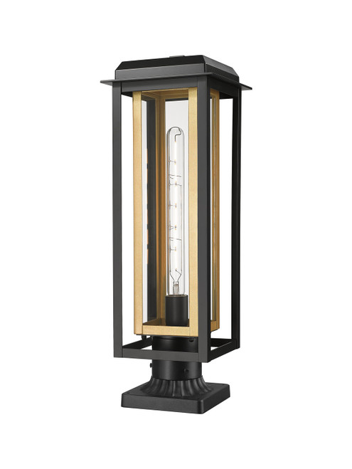Innovations - 9951-1PLT-BK-20-CG-BR-CL - One Light Outdoor Post Lantern - Mansfield - Matte Black