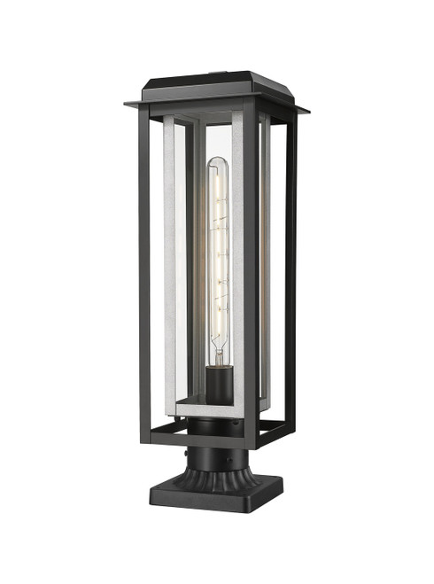 Innovations - 9951-1PLT-BK-20-CG-SV-CL - One Light Outdoor Post Lantern - Mansfield - Matte Black