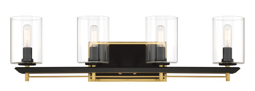 Metropolitan - N1854-707 - Four Light Bath Bar - Sable Point - Sand Black With Honey Gold
