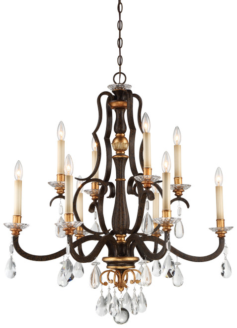 Metropolitan - N6459-652 - Ten Light Chandelier - Chateau Nobles - Raven Bronze With Sunburst Gold Leaf Highlights