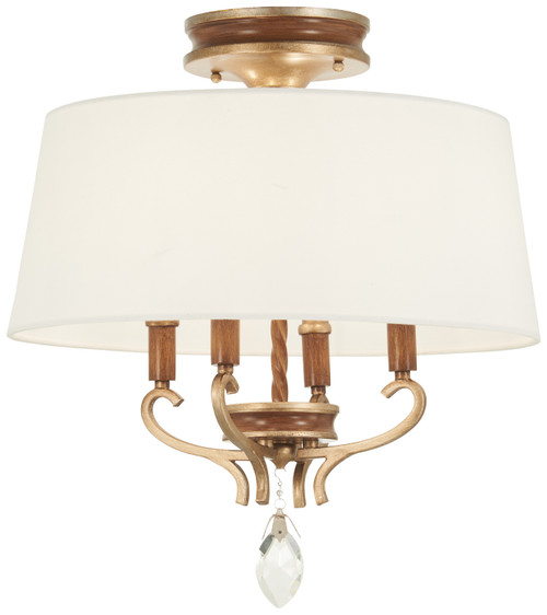 Metropolitan - N6552-690 - Four Light Semi Flush Mount - Magnolia Manor - Pale Gold with Distressed Bronze