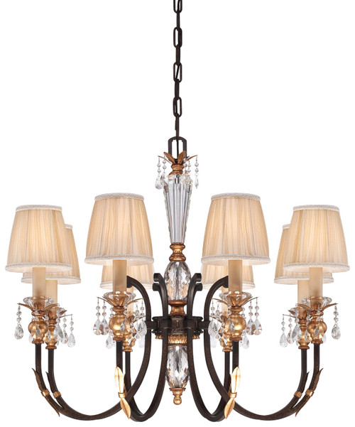 Metropolitan - N6648-258B - Eight Light Chandelier - Bella Cristallo - French Bronze With Gold Leaf Highlights