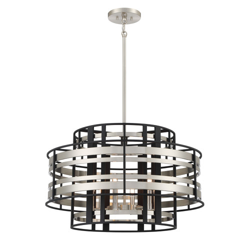 Metropolitan - N7985-420 - Six Light Pendant - Presten - Brushed Nickel With Sand Coal Highlights
