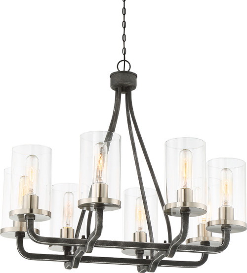 Nuvo Lighting - 60-6128 - Eight Light Chandelier - Sherwood - Iron Black / Brushed Nickel Accents