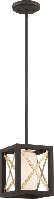 Nuvo Lighting - 60-6135 - One Light Mini Pendant - Boxer - Matte Black / Antique Silver Accents