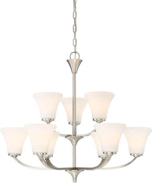 Nuvo Lighting - 60-6209 - Nine Light Chandelier - Fawn - Brushed Nickel