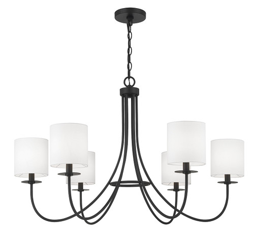 Meridian - M100117MBK - Six Light Chandelier - Matte Black