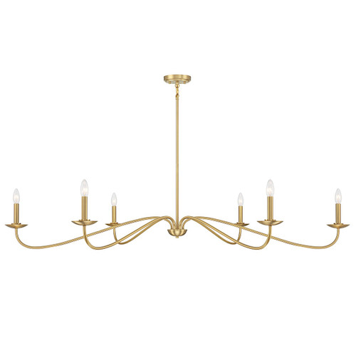 Meridian - M100119NB - Six Light Chandelier - Natural Brass