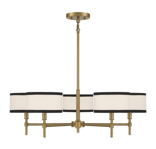 Meridian - M10011NB - Five Light Chandelier - Natural Brass