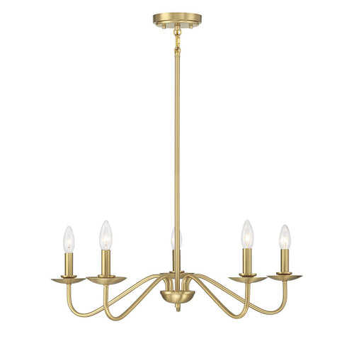 Meridian - M100120NB - Five Light Chandelier - Natural Brass