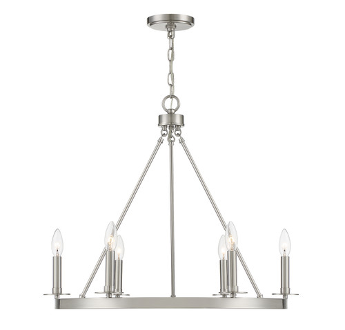 Meridian - M10093BN - Six Light Chandelier - Brushed Nickel