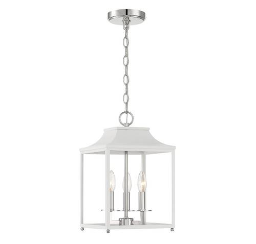 Meridian - M30013WHPN - Three Light Pendant - White w/Polished Nickel