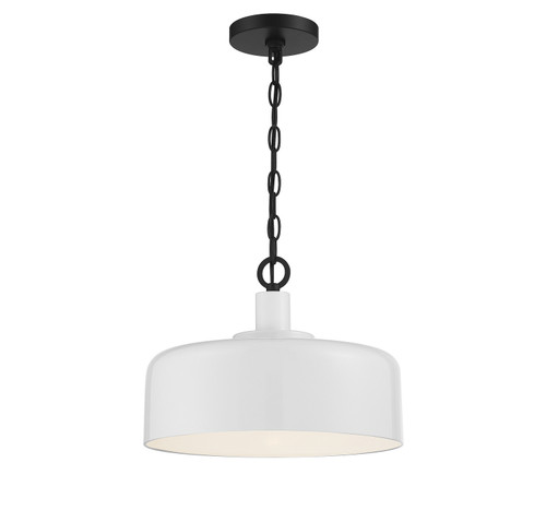 Meridian - M70103WHBK - One Light Pendant - White with Black