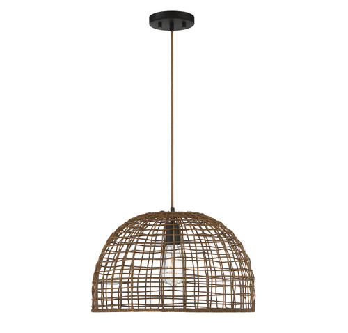 Meridian - M70105DR - One Light Pendant - Dark Rattan w/Dark Brown