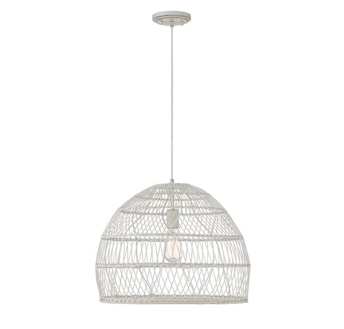 Meridian - M70106WR - One Light Pendant - White Rattan with a White Socket