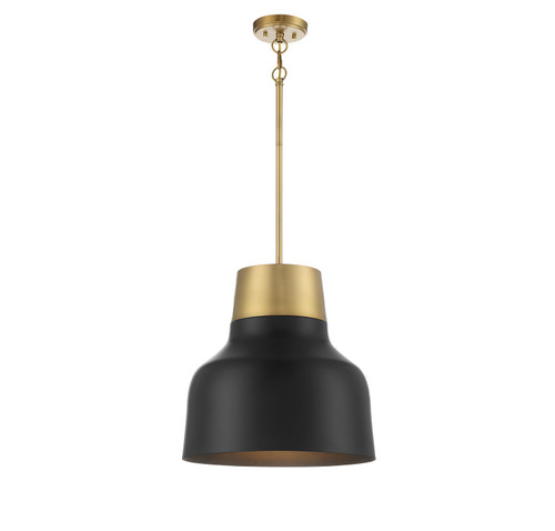 Meridian - M70115MBKNB - One Light Pendant - Matte Black with Natural Brass
