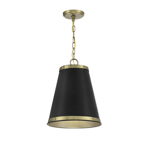 Meridian - M7014MBKNB - One Light Pendant - Matte Black with Natural Brass