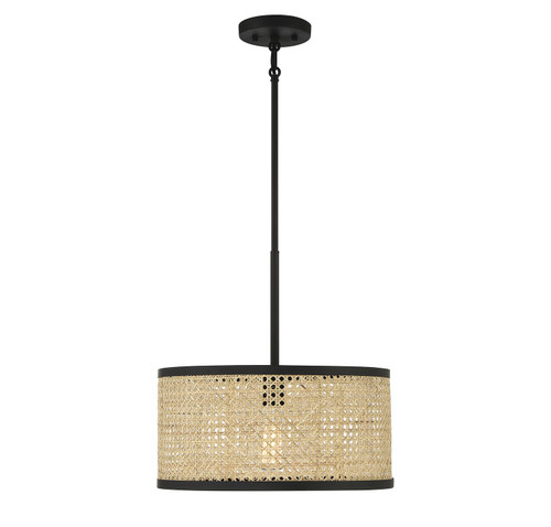 Meridian - M7018MBK - One Light Pendant - Natural Cane with Matte Black