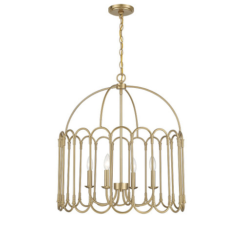 Meridian - M7029NB - Four Light Pendant - Natural Brass
