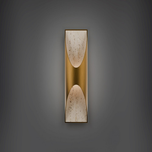 Modern Forms - WS202624-WV/AB - LED Wall Sconce - Kastlerock - Beige Travertine/Aged Brass