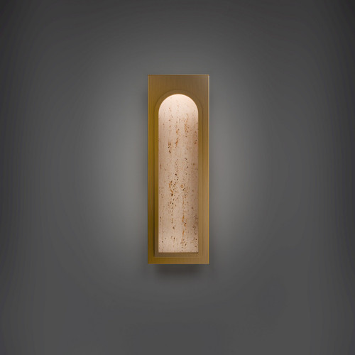 Modern Forms - WS246619-WV/AB - LED Wall Sconce - Cadey - Beige Travertine/Aged Brass
