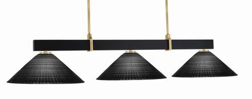 Toltec Lighting - 1253-MBNAB-4019 - Three Light Billiard/Island - Wellington - Matte Black & New Age Brass