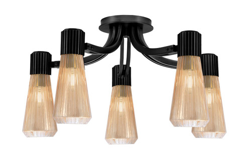 Toltec Lighting - 4817-MB-883 - Five Light Semi-Flush Mount - Everleigh - Matte Black