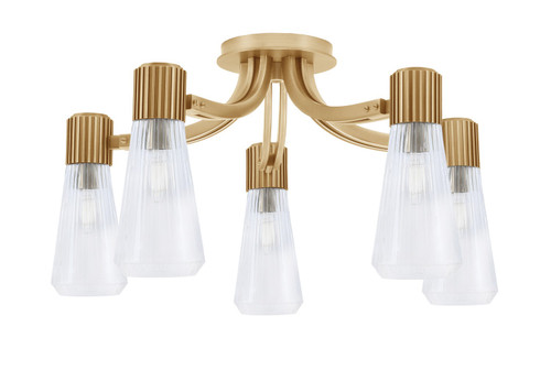 Toltec Lighting - 4817-NAB-880 - Five Light Semi-Flush Mount - Everleigh - New Age Brass