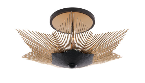 Varaluz - 570S03DBFG - Three Light Semi-Flush Mount - Aristocrat - Dark Bronze / French Gold