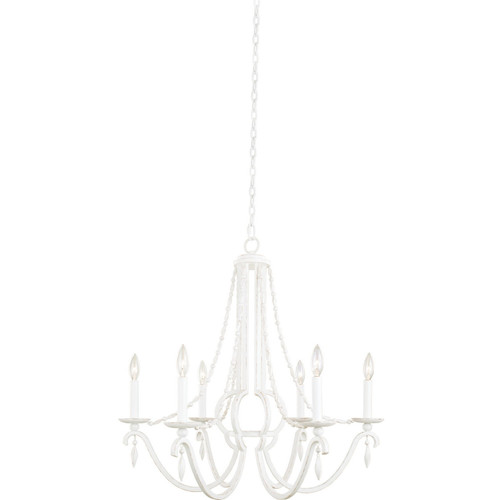 Kalco - 507270DW - Six Light Chandelier - Acadia - Distressed White