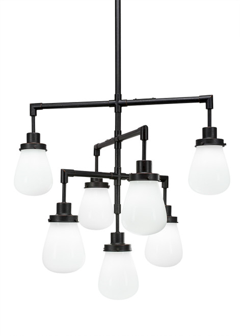 Toltec Lighting - 1239-DG-470 - Seven Light Chandelier - Meridian - Dark Granite