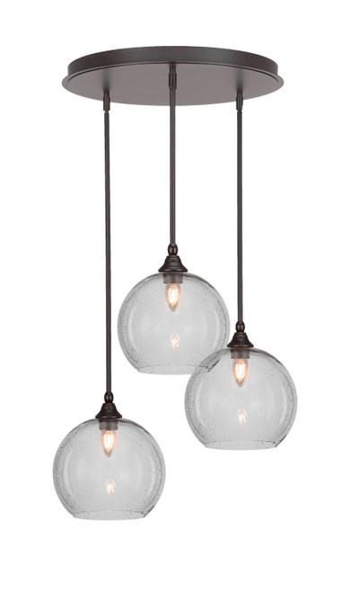 Toltec Lighting - 2183-DG-4350 - Three Light Pendalier - Empire - Dark Granite