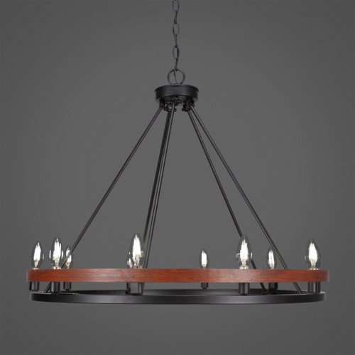 Toltec Lighting - 2710-MBWG - Ten Light Chandelier - Belmont - Matte Black & Painted Wood-look Metal