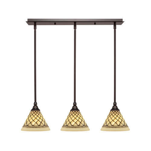 Toltec Lighting - 25-DG-7185 - Three Light Linear Pendalier - Any - Dark Granite