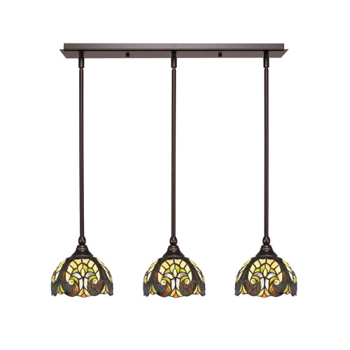 Toltec Lighting - 25-DG-9945 - Three Light Linear Pendalier - Any - Dark Granite