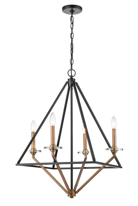 Innovations - 331-4CR-BBG - Four Light Chandelier - Raleigh - Black Brushed Brass