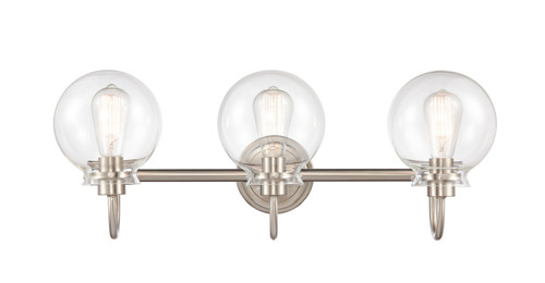 Innovations - 437-3W-SN-CL-LED - Three Light Bath Vanity - Satin Nickel