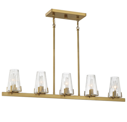 Lighting One E - V6-L1-2321-5-322 - Five Light Linear Chandelier - Dimond - Warm Brass