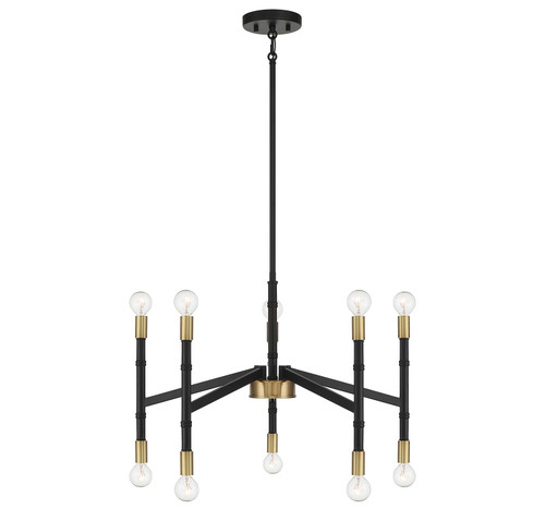 Lighting One E - V6-L1-5610-10-143 - Ten Light Chandelier - Rossi - Matte Black w/ Warm Brass