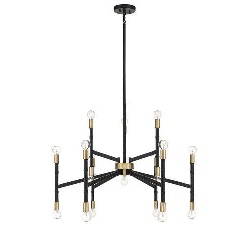 Lighting One E - V6-L1-5611-18-143 - 18 Light Chandelier - Rossi - Matte Black w/ Warm Brass